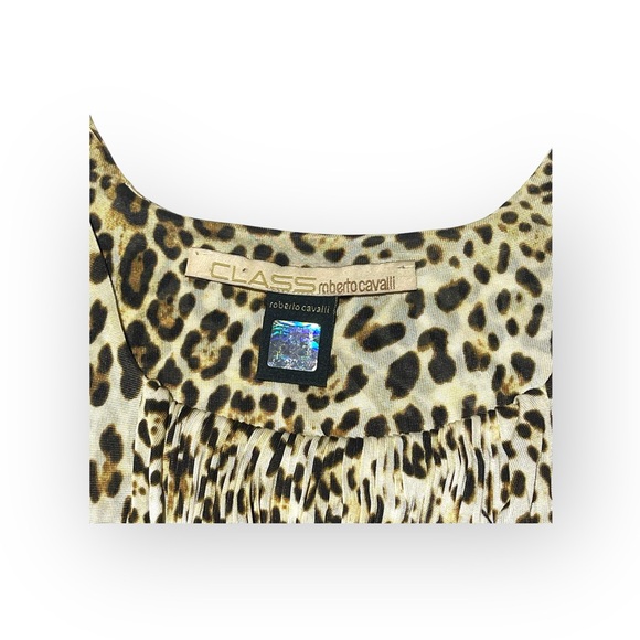 Class Roberto Cavalli 𒀭Luxe Crystal Enameled Metal Belt Top 𒀭Leopard Print 𒀭4 - Picture 10 of 16